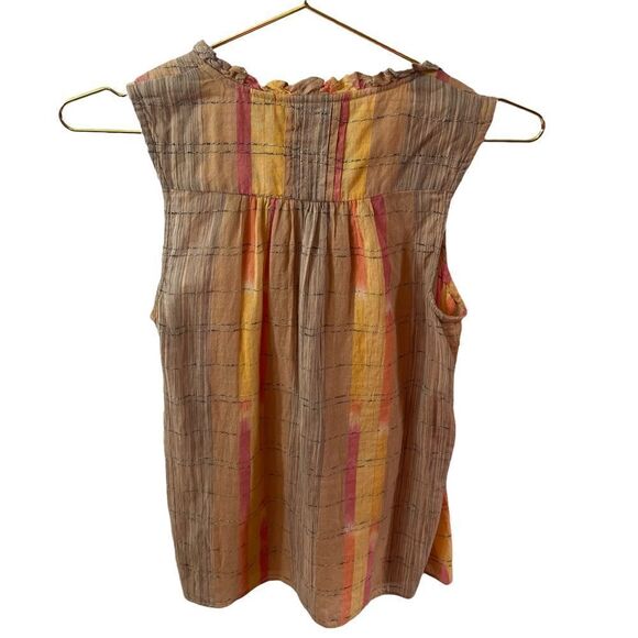 Holding Horses Anthropologie Faye Burnout Plaid Printed Pleat Tank Top Blouse - Picture 3 of 6